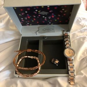 Fossil Rose Gold Watch Set (NWOT)